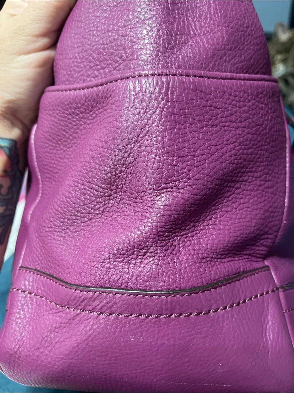 Coach Carrie Purple Leather Shoulder Bag See Photos